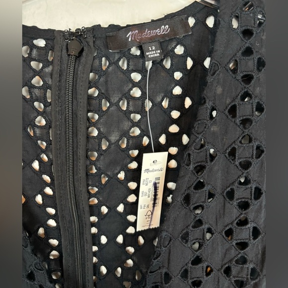 NEW Madewell Eyelet V-Neck Maxi Dress 12 Black V-Neck Cottagecore Lined 0908 - Picture 8 of 9